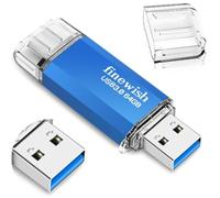 Chiavetta USB C 64GB Pendrive OTG Memory Stick Tipo C 2 in 1 Flash Drive USB 3.0 - Velocità di Lettura Fino a 40MB/s, per PC, Laptop, Computer, Auto, TV (Blu)