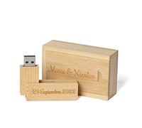Chiavetta USB con incisione personalizzata, Chiavetta USB in legno massello con incisione regalo personalizzata per matrimoni, lauree, compleanni, festa del papà, festa della mamma (256G, Bamboo)