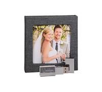 Chiavetta USB Crystal con scatola USB. Tessuto di lino grigio. USB 3.0.