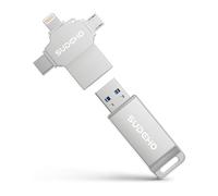 Chiavetta USB da 128 GB certificata MFi per iPhone, 4 in 1, memoria esterna per salvare immagini e video, chiavetta USB ad alta velocità per iPhone/iPad/Android/PC (argento)