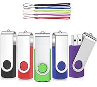 Chiavetta USB da 32 GB, confezione da 5 flash drive 2.0, memoria stick di archiviazione girevole, porta chiave USB U, disco 5 colori misti con corde