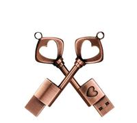 Chiavetta USB dal design metallico con portachiavi, a forma di cuore, da 64 GB, per un'archiviazione sicura dei dati, resistente agli urti e