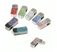 Chiavetta USB in acciaio inossidabile con cristalli, unità di memoria flash rotante, 64GB 8GB 16GB 32GB, regalo 8G,32G,64G,128GAcciaio inossidabile