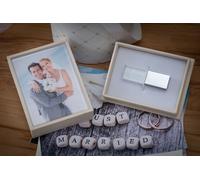 Chiavetta USB in cristallo con scatola, motivo matrimonio - Design elegante con incisione Wedding, ideale come regalo di nozze o per foto ricordo USB 3.0 (scatola crema, 32GB)