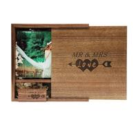 Chiavetta USB in legno LXSINO con design Mr & Mrs inciso al laser - Chiavetta USB in legno chiavetta USB 2.0 da 32 GB con scatola in legno (170 * 170 * 35mm) per la sposa, lo sposo (noce)