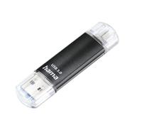 Chiavetta USB "Laeta Twin", USB 3.0, 128 GB, 40 MB/s, colore nero