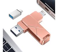 Chiavetta Usb,Mfi Certified Lightning Memoria Esterna Pen Drive Penna Usb Chiavette 3 In 1 per iPhone,iPad,iOS,Macbook,Android,Pc Nero (Rose, 256)