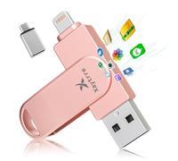 Chiavetta USB per iPhone 256gb Apple MFi-zertifizierter,Xaytrre Memoria Esterna Lightning,Pen Drive USB C 3.0,3 in 1 Pennetta Backup per iPhone/Smartphone/iPad/Android/PC,(Rosa)