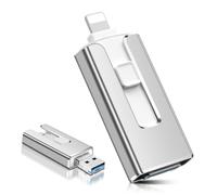 Chiavetta USB per iPhone 512 GB, [Certificato MFi] 4 in 1 USB Stick con porta Lightning, USB, USB-C, porta micro USB, USB 3.0 Memory Stick per iPhone/iPad/Android/Laptop / PC, senza app (argento)