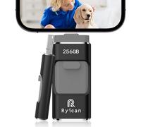 Chiavetta USB per Phone Ryican 256GB USB 3.0 Pendrive Dati Protetti da Password Photostick 4 in1 Pennetta Memoria USB con Type C-Phone/OTG Android/PC/Laptop Backup Rapido con un Solo Clic(256GB,Nero)