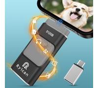 Chiavetta USB per Phone Ryican 512GB USB 3.0 Pendrive Dati Protetti da Password Photostick 4 in 1 Pennetta Memoria USB con Type C-Phone/OTG Android/PC/Laptop Backup Rapido con un Solo Clic(Nero)