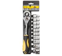 Topex Set chiavi a bussola 11 pezzi con supporto in plastica – Bussole 10-24 mm, cricchetto 1/2"