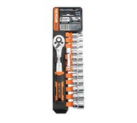 SET KIT CRICCHETTO REVERSIBILE CON 12 CHIAVI A BUSSOLA 1/4" WOKIN PROFESSIONALE