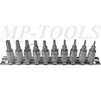 CHIAVI A BUSSOLA INSERTO TORX DEBIMETRO ATTACCO 1/4" CON FORO T7-T40 10pz CR-V