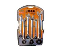 Chiavi Combinate a Cricchetto CR-V. INGCO Kit 6 Pezzi - 8, 10, 12, 13, 14, 17 mm