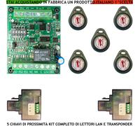 CHIAVI KIT 5 TRASPONDER 2 LETTORI PROSSIMITÀ ALTA ANTIFURTI AUTOMATISMI 12 VCC