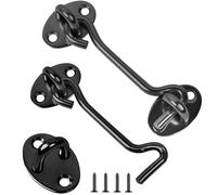 Chiavistello a occhiello, gancio per cabina resistente, 2 pezzi in acciaio inox, serratura interna per capannone, giardino, patio, porta, bagno (nero)