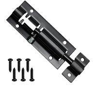 Chiavistello di sicurezza per porta scorrevole in acciaio inox resistente, opaco, per bagno, WC, capannone, doccia, giardino, camera da letto, chiavistello scorrevole con viti, 7,6 cm (nero)