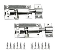 Chiavistello per porta, confezione da 2 chiavistelli scorrevoli in acciaio inox, resistenti e piccoli, per fissare porte interne per camere da letto, bagni, armadi e contenitori, 5 cm (argento)