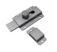 Chiavistello per porta in lega di alluminio con base in acciaio, installazione senza trapano, lunghezza 80 mm, per la sicurezza della porta del bagno e della stanza (grigio)