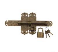 Chiavistello per porta in ottone con elegante motivo a loto per porte da giardino e fattoria, set classico con chiave e viti abbinate che forniscono una sicurezza affidabile (bronzo)