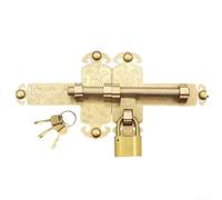 Chiavistello per porta in ottone con elegante motivo a loto per porte da giardino e fattoria, set classico con chiave e viti abbinate che forniscono una sicurezza affidabile (ottone)