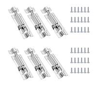 Chiavistello Scorrevole,Chiavistello Inox,6 Pezzi Bullone Serratura Porta,Chiavistello per Porta in Legno Bulloni di Porta in Acciaio Diapositive con Viti - Argento 100mm/ 4Pollici