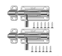Chiavistello scorrevole in acciaio inox, 2 pezzi, per porta da giardino e capanno del bagno, con occhiello per lucchetto per una maggiore sicurezza e finitura resistente alla ruggine