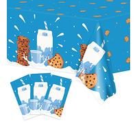 chiazllta 3 tovaglie per feste a tema latte e biscotti, tovaglia di compleanno a tema latte, biscotti, decorazione per feste, usa e getta, in plastica, per feste di compleanno, eventi sportivi, per
