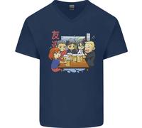 Chibi Anime Friends Che Bevono Birra Maglietta In Cotone A V Per Uomo
