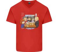 Chibi Anime Friends Che Bevono Birra Maglietta In Cotone A V Per Uomo