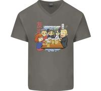 Chibi Anime Friends Che Bevono Birra Maglietta In Cotone A V Per Uomo
