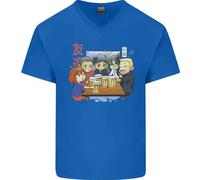 Chibi Anime Friends Che Bevono Birra Maglietta In Cotone A V Per Uomo