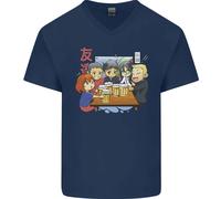 Chibi Anime Friends Che Bevono Birra Maglietta In Cotone A V Per Uomo