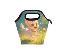 Chibi - Borsa termica per il pranzo da donna con manico curvo, con lato morbido, per lavoro, università, colore: bianco