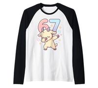 Chibi Dabbing Capra 67 Meme 6-7 Dancing Farm Amante degli Animali Maglia con Maniche Raglan