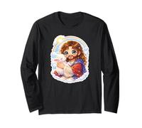 Chibi Gesù Cristo Kawaii Tenendo l'Agnello Maglia a Manica