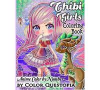 Chibi Girls Coloring Book Anime Color by Number (Tascabile)
