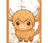 Chibi Highland Cow College Ruled Notebook: 7.5" x 9.25" Matte finish super cute professional composition blank writing journal for school work ... or personal use 110 pages 55 sheets portable