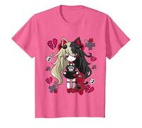 Chibi Kawaii Emo Pastel Goth Girl con Coniglietto Triste Maglietta