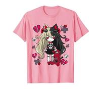 Chibi Kawaii Emo Pastel Goth Girl con Coniglietto Triste Maglietta