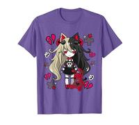 Chibi Kawaii Emo Pastel Goth Girl con Coniglietto Triste Maglietta