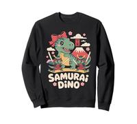 Chibi Samurai Trex Kawaii Dino Carino Dinosauro Giapponese Felpa