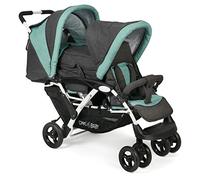 CHIC 4 BABY - Passeggino Gemellare DUO Con Borsa per il Trasporto e Parapioggia, per Due Bambini, Tandembuggy, Melange Menta