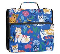 Chic American Cats Royal Blue 3,8 cm 3 anelli organizzatore raccoglitore con manico facile da trasportare forniture scolastiche organizer per scuola/ufficio