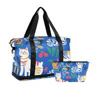 Chic American Cats Royal Blue Borsa da weekend con tasca bagnata tracolla regolabile borsa da palestra per lo sport multifunzionale per uomo donna