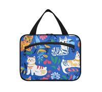 Chic American Cats Royal Blue Hanging Kit per gli uomini con gancio, Designer Espandibile Trucco Organizer Bag per Adulti Viaggiare bolso de maquillaje para Mujer L