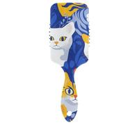 Chic American Cats Royal Blue Spazzola antistatica per capelli con fori Progettato massaggiatore testa per capelli corti con manico ergonomico cepillo para peinar