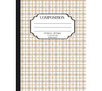 Chic and Trendy Gold Checkered Composition Notebook, Wide Ruled, 120 Pages, Stylish Back to School Notebook for Students, Class Notes, and Journaling
