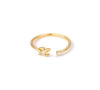 Chic - Anello in rame con 26 lettere e zirconi, perfetto per persone alla moda (Lettera di N)